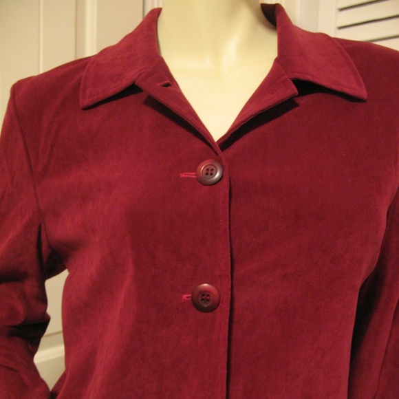 Vintage Y2K 90s Briggs Velour Blazer Jacket Red Maroon Preppy Academia Old Money - Picture 5 of 8